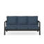 Canapé de patio 75 po 3 places en aluminium toutes saisons avec coussins bleus épais et structure noire-1862159181
