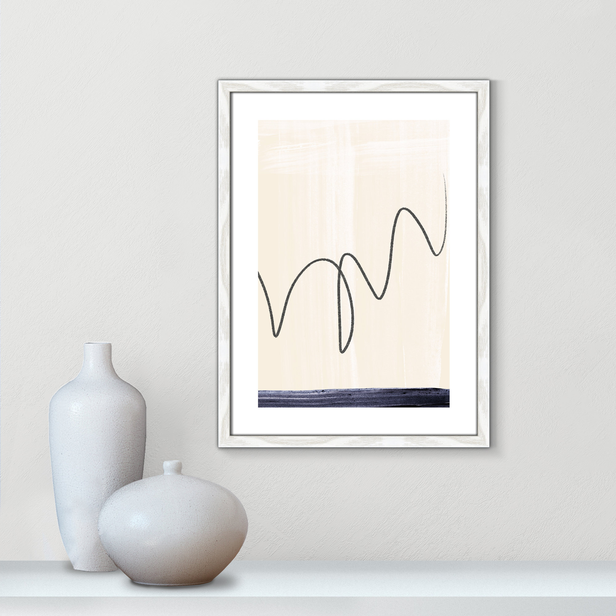 Departured II - Picture Frame Painting Print, White Framed Paper, 23" H x 17" W x 0.75" D