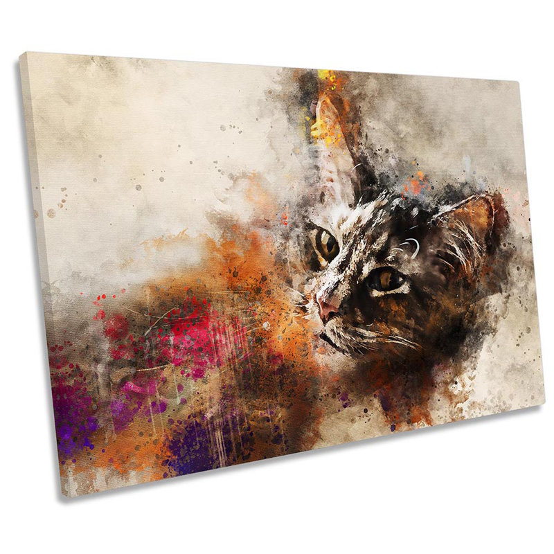 Cat Head Grunge - Wrapped Canvas Painting, 40.6cm H x 61cm W