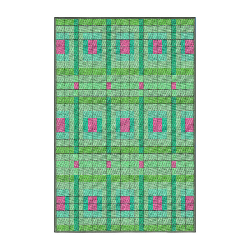 Tapis vert/jaune/brun à motifs Crafa, Rectangle 7 pi x 9 pi