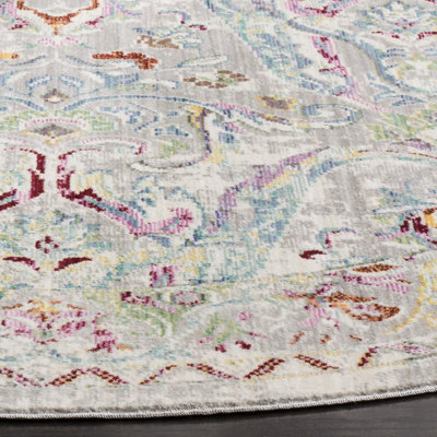 Tapis gris / rose / bleu Arhaan