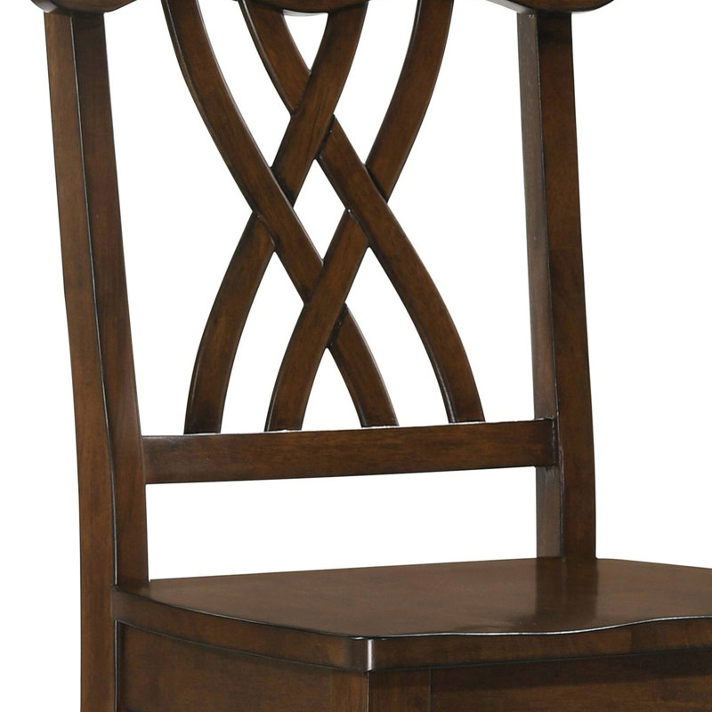 Tabourets à hauteur de comptoir en noyer (2) - dossier croisé pour la salle à manger, siège arrondi avec mousse, pieds en bois, chaises rectangulaires et attrayantes de 2 pièces, attrayant et repose-pieds