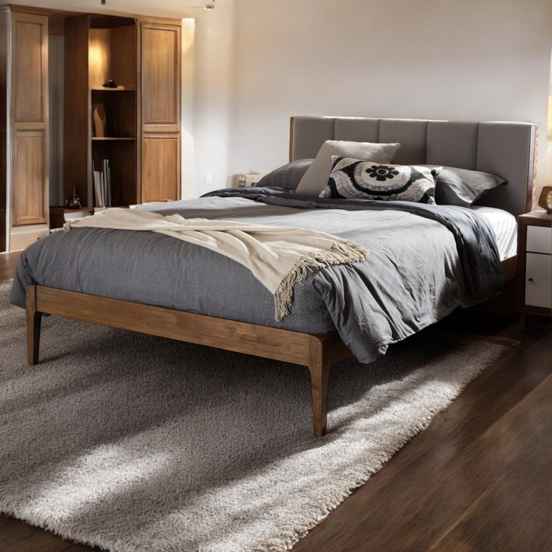 Chasitie Upholstered Platform Bed, Queen, Brown/Gray