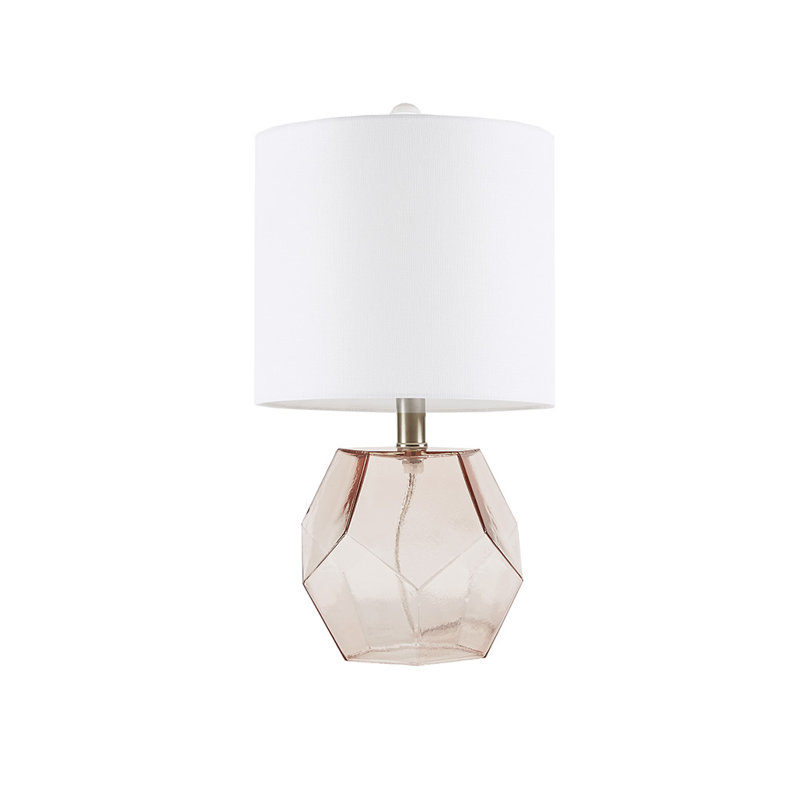 Lampe de table géométrique en verre 10 pièces (L) x 10 po (H) x 18 po (H) en coton rose