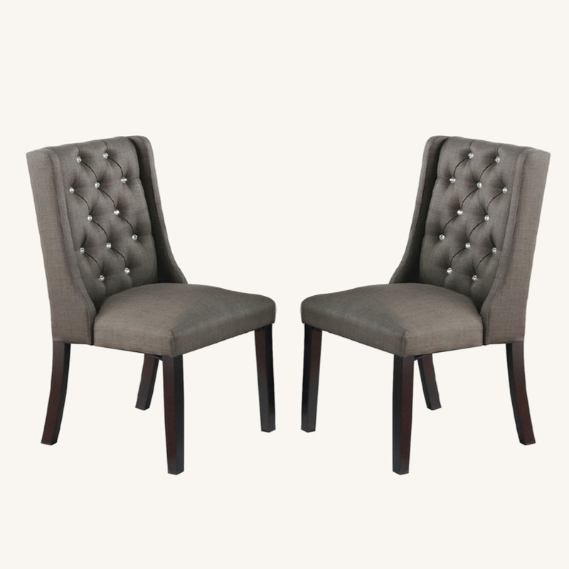 Ensemble de 2 chaises de salle à manger rembourrées en polyfibre, espresso