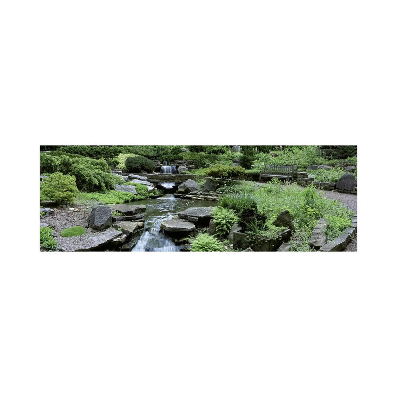 River Flowing Through A Forest, Inniswood Metro Gardens, Columbus, Ohio, USA - Wrapped Canvas Panoramic Print
