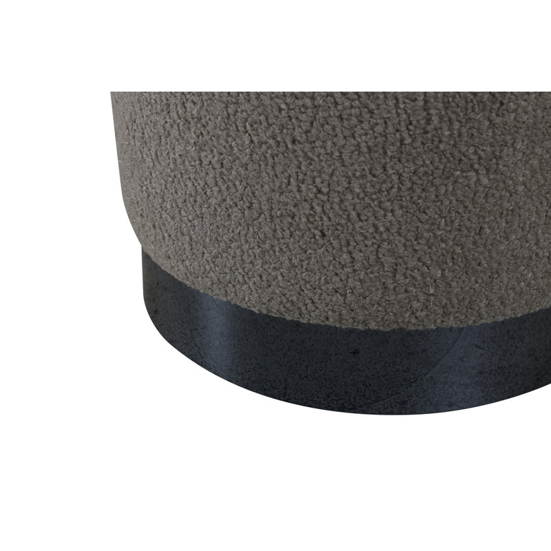 Hosea 35cm Wide Round Pouf Ottoman, Greige, Black