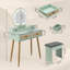 Iesa Boho Natural Rattan Vanity with LED Mirror and Stool-1554181590