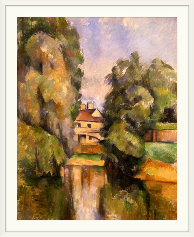 «Country House by the Water, c.1888» par Paul Cezanne, reproduction d'art, H 23 po x l 20 po x P 1 po, Cadre blanc