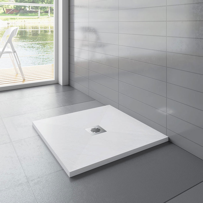 Frederike W 30mm D Square Shower Tray, 90cm H x 90cm W x 3cm D