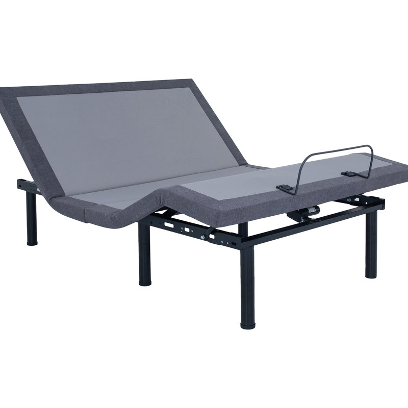 Base de lit simple très longue réglable, gris et noir, télécommande sans fil avec positions préréglées, zéro gravité, antisnore, télécommande de massage, préréglage par gravité, deux moteurs