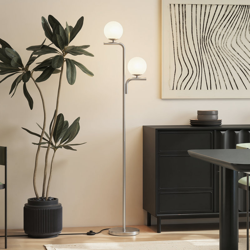 HOMCOM Floor Lamp with 3 Colour Temperatures, Modern Standing Lamp, Silver