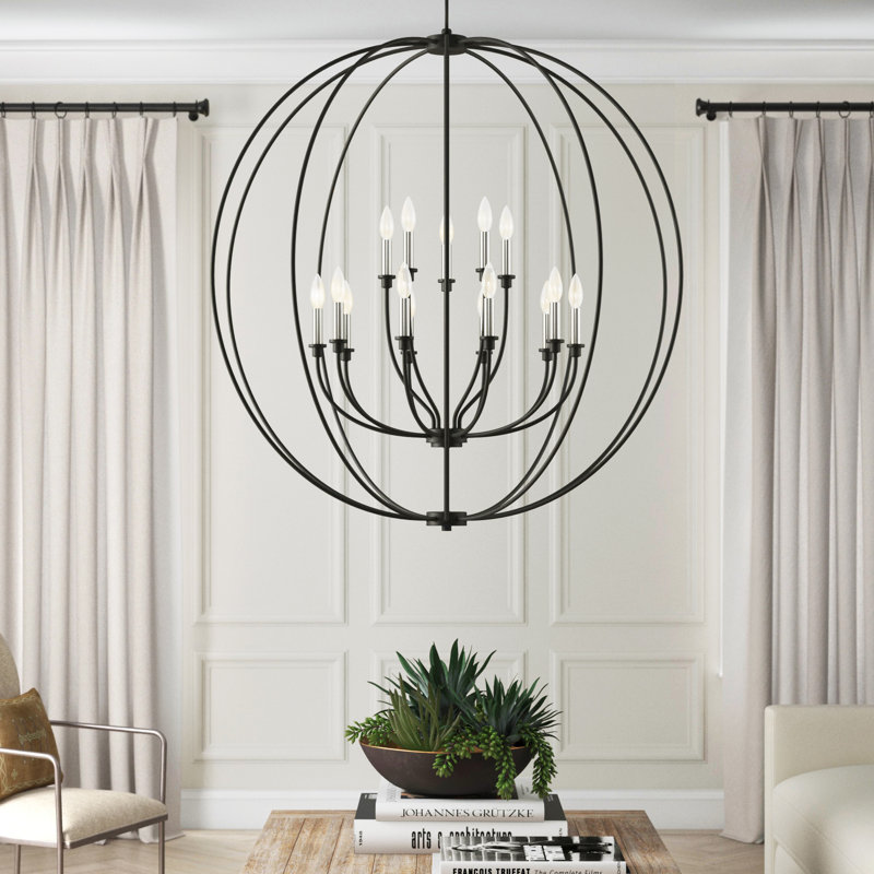 Lustre 15 lumières façon bougie Remer, Noir / Nickel brossé