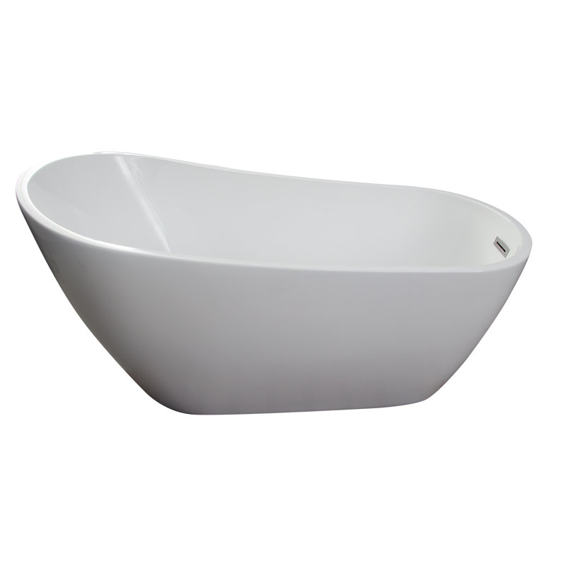 Lorenzo 60'' x 27.5'' Freestanding Soaking Acrylic Bathtub, Matte Black