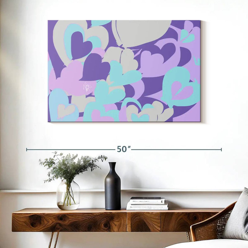 Cœurs turquoise à l'horizontale, 26" H x 39" W