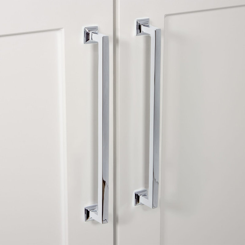 Grandeur Geneva 8" Brass Handle Pull, Bright Chrome