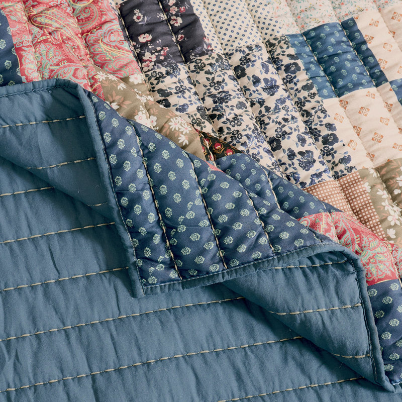 Greenland Home Fashions Shiloh Calico 2-Piece Twin Size Quilt Set 68x88 + 20x26, Twin Quilt + 1 Standard Sham