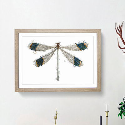 Blue Tipped Dragonfly by George Shaw - Picture Frame Painting Print on MDF