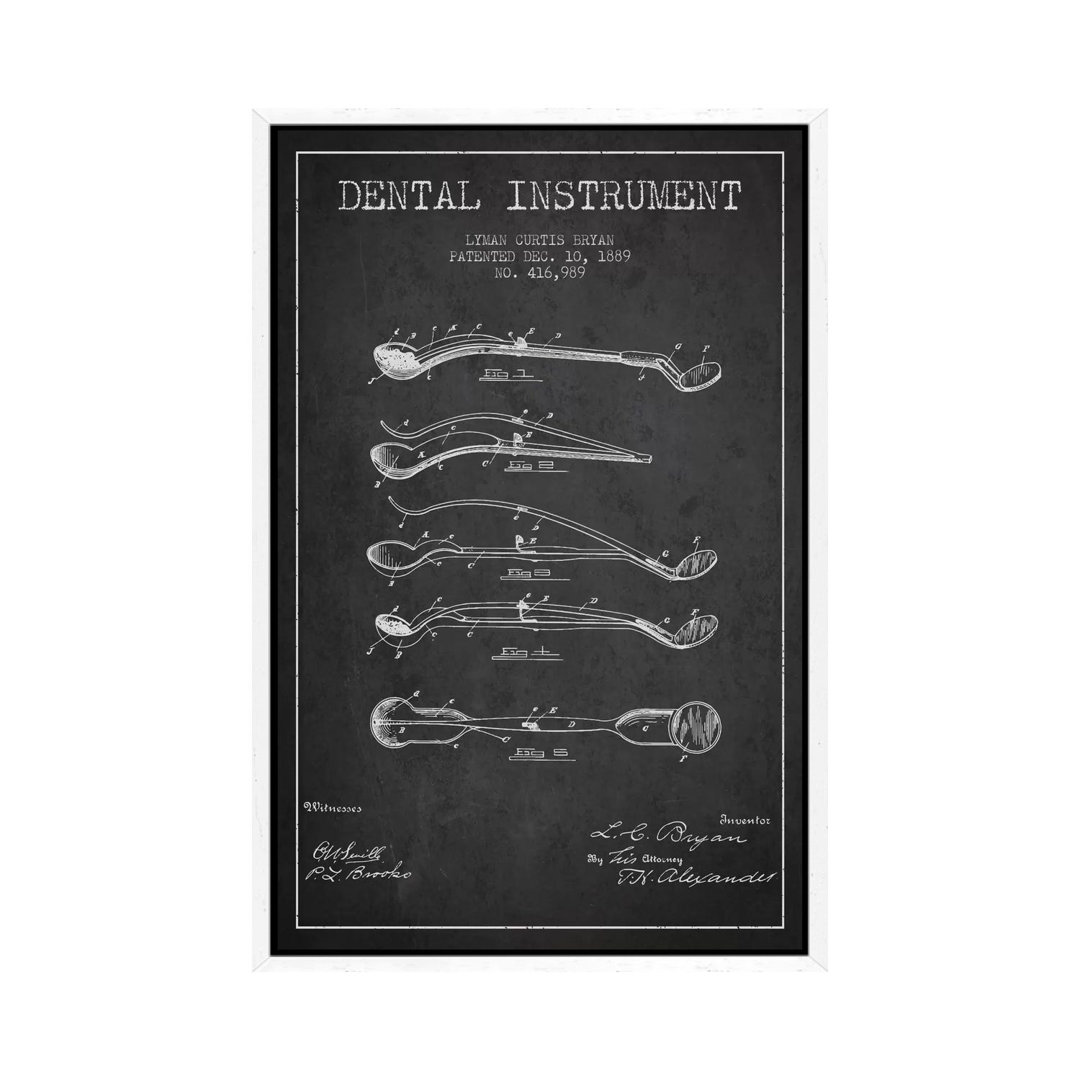 Dental Instrument Charcoal Patent Blueprint by Aged Pixel - Druck auf Leinwand