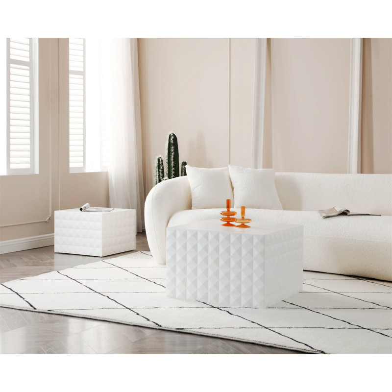 Ensemble de table de salon Marzia, Blanc mat