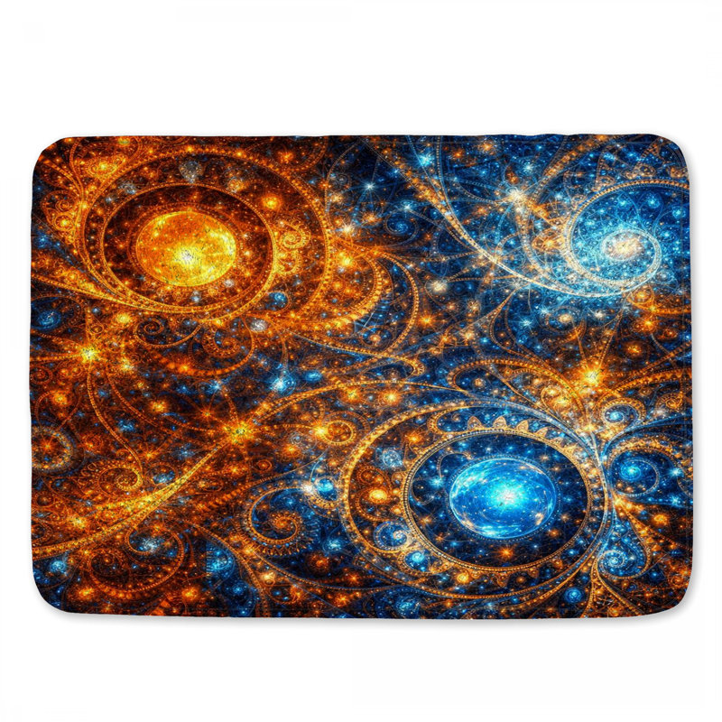 Tapis de bain bleu orange et tourbillonnant, 24in W x 17in L