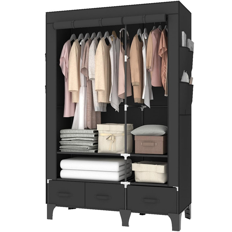 109cm Portable Wardrobe, Black