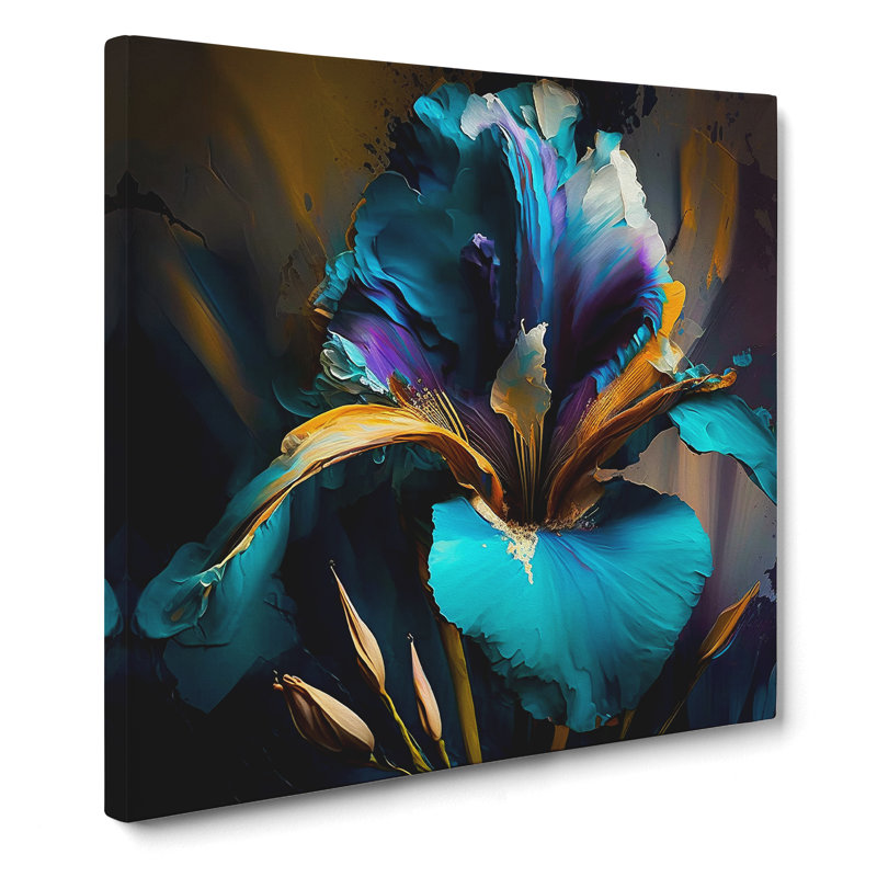 Iris Flower Abstract Expressionism No.1 - No Frame Print, 35cm H x 35cm W x 3cm D