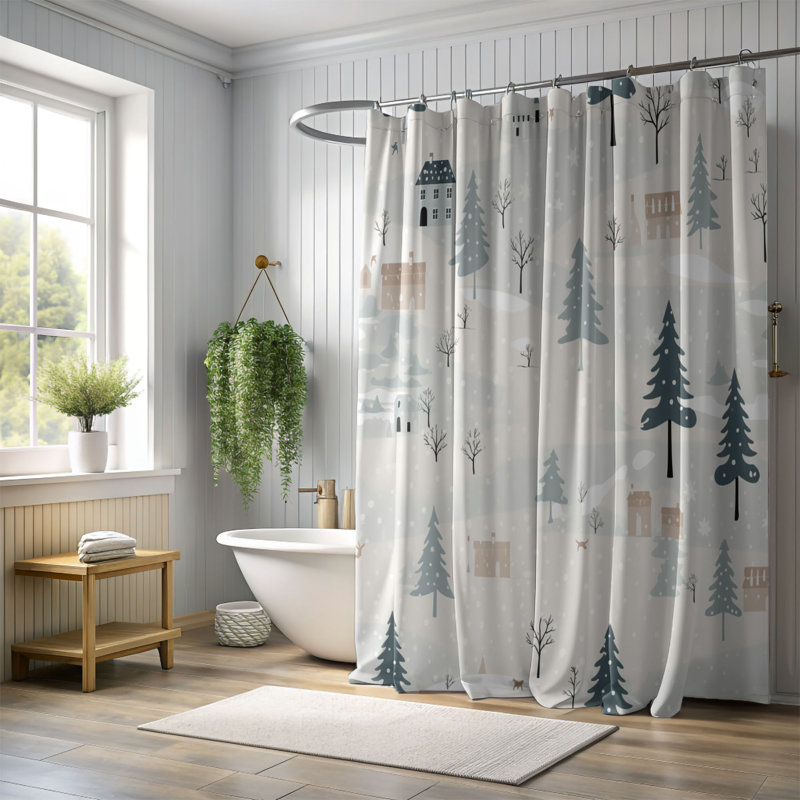 Rideau de douche Blue Yuletide - Premium, H 74 po x l 71 po