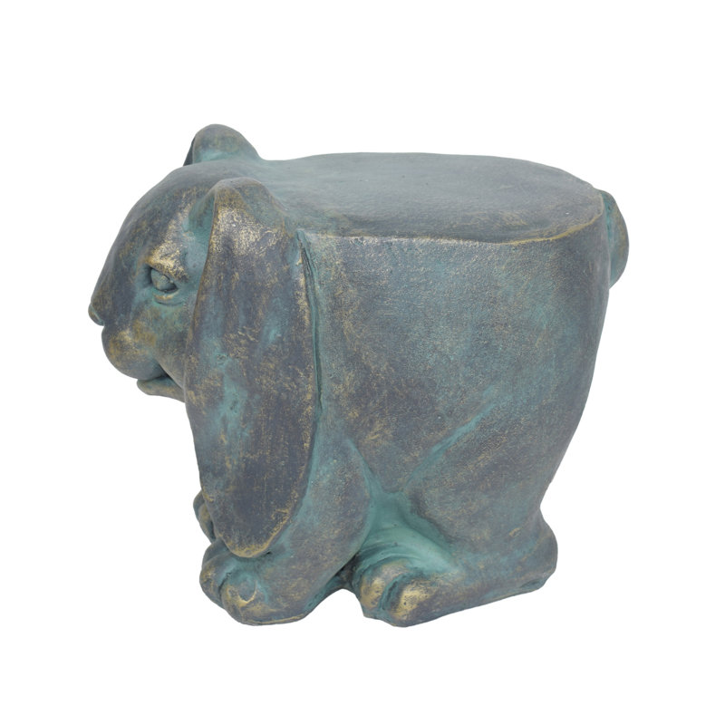 Tabouret de jardin Rabbit - Béton léger avec patine dorée - aucun assemblage requis