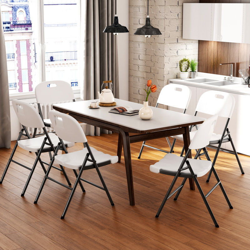 Foldable Plastic Folding Chairs with Steel Frame - 450 lbs Capacity, Available in White, Black, and Blue, for Indoor/Outdoor Use