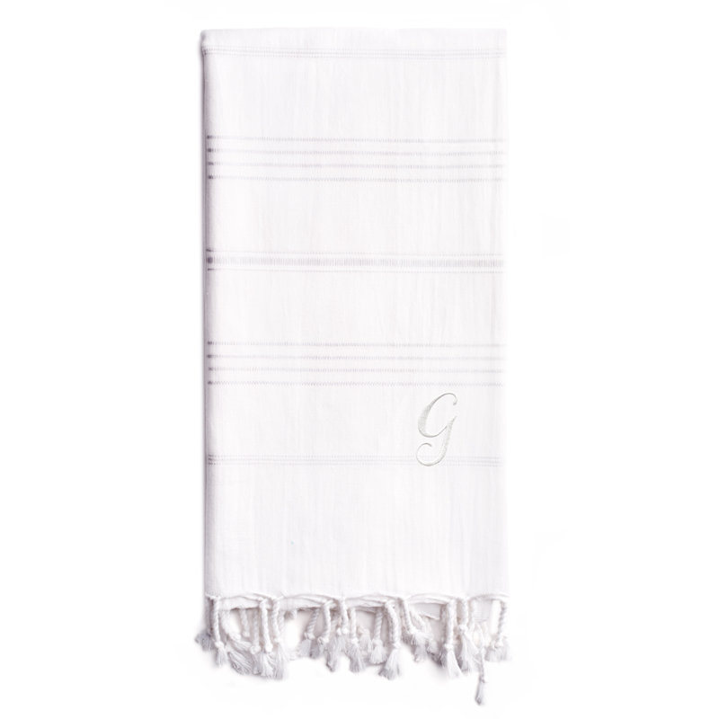 Summer Fun Turkish Cotton Beach Towel, White, G
