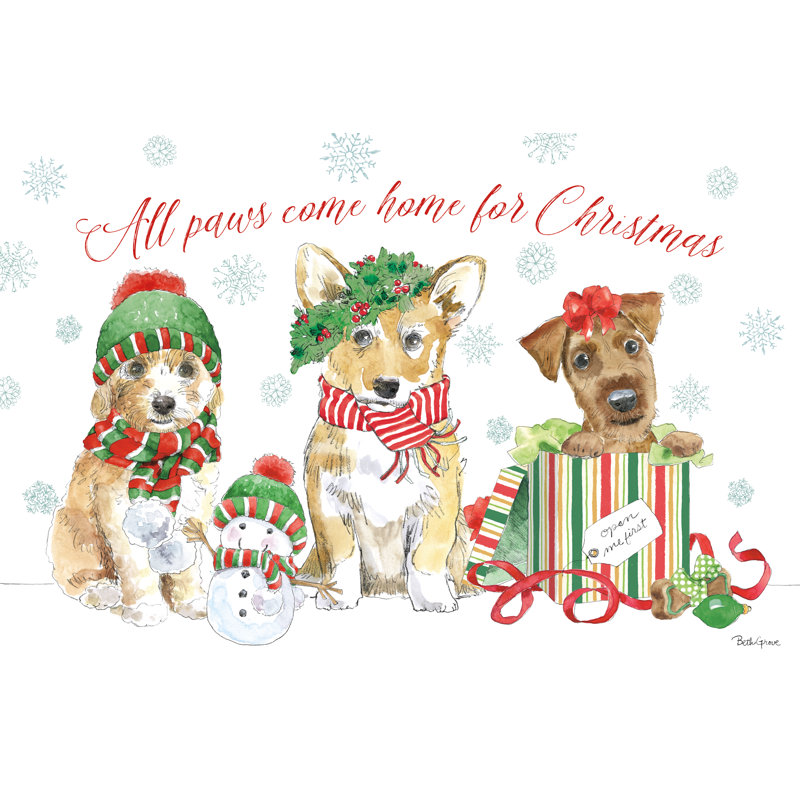 Holiday Paws I, H 12 po x l 18 po, Non, Cadre flottant blanc