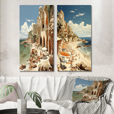 Beach French Riviera Reverie - Plage et océan, ensemble de 2 reproductions sur toile