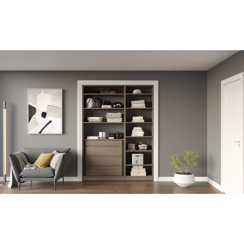 Closet System Reach-In Sets 36/24 Inches, 84"H x 60"W x 16"D, Brown