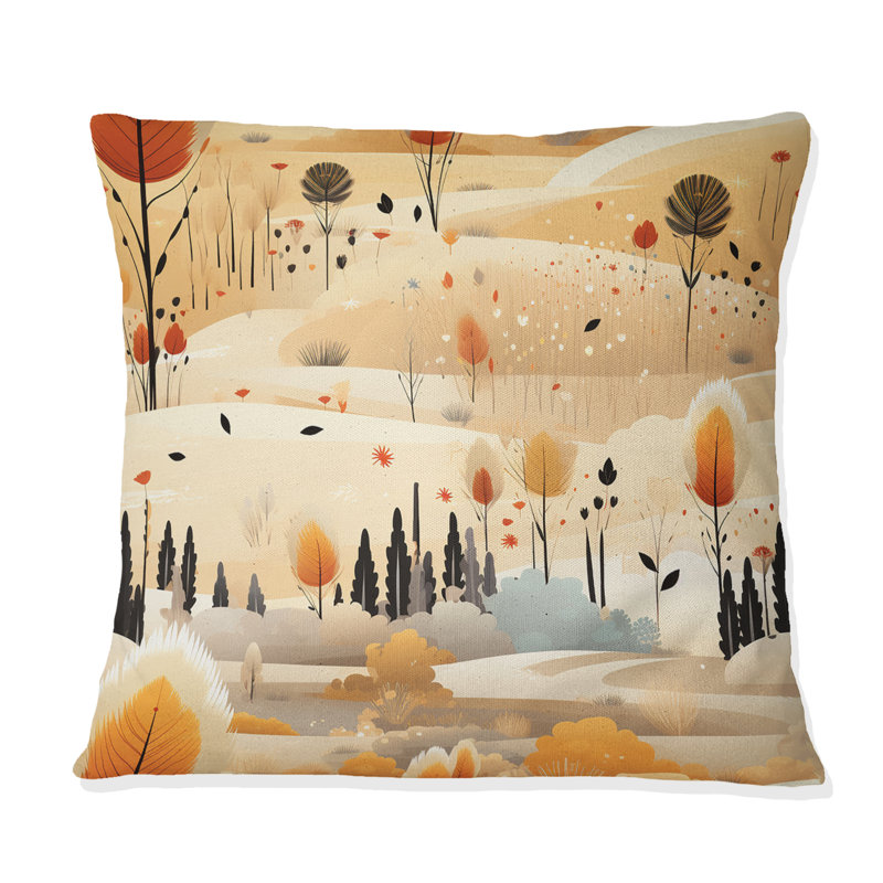 Coussin décoratif à motif floral bohème beige II, H 16 po x l 16 po