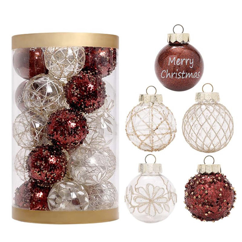 25 pièces de boules de Noël pour arbre de Noël, fête, mariage