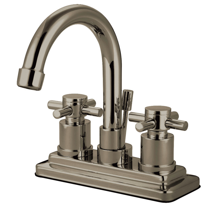 Robinet de salle de bain central à 4 poignées à 3 trous à fixation sur le comptoir avec laiton escamotable Kingston