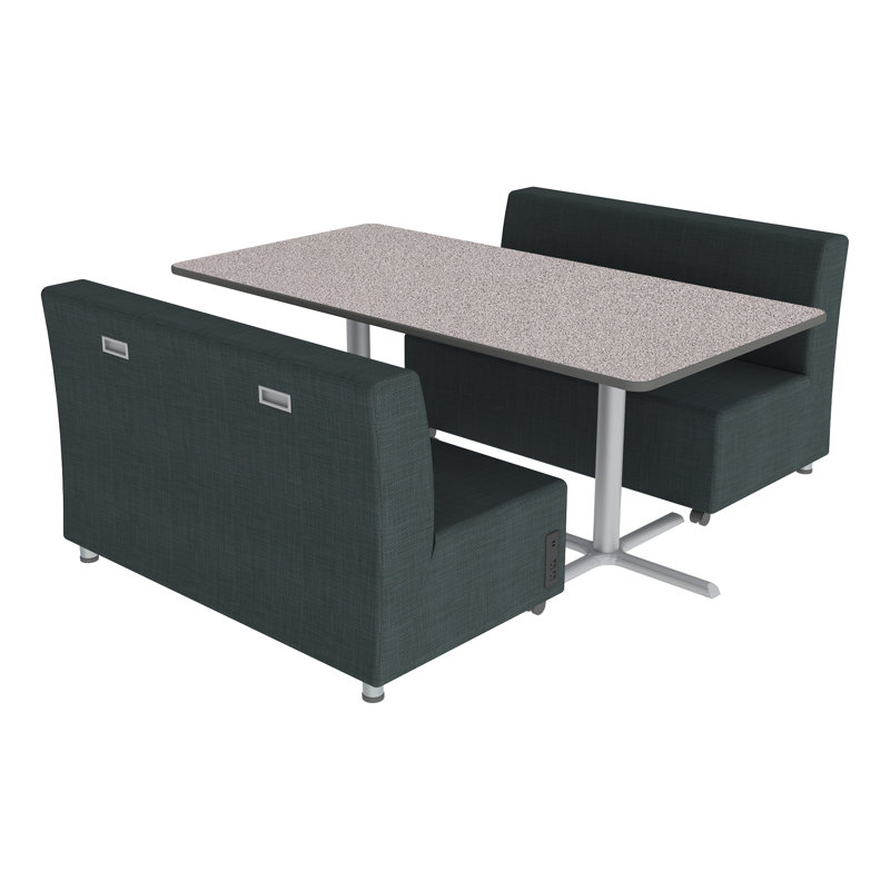 Learniture Shapes Series II Soft Seating Sofa with Casters, Outlets, and USB Ports, Navy Crosshatch