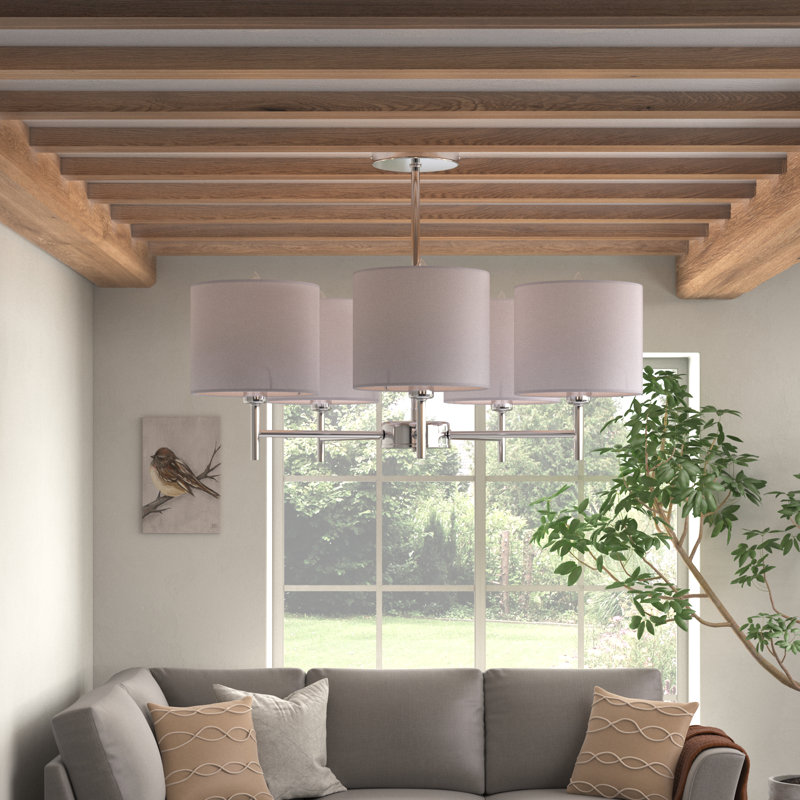 Broseley 5 - Light Shaded Chandelier, Silver, Grey