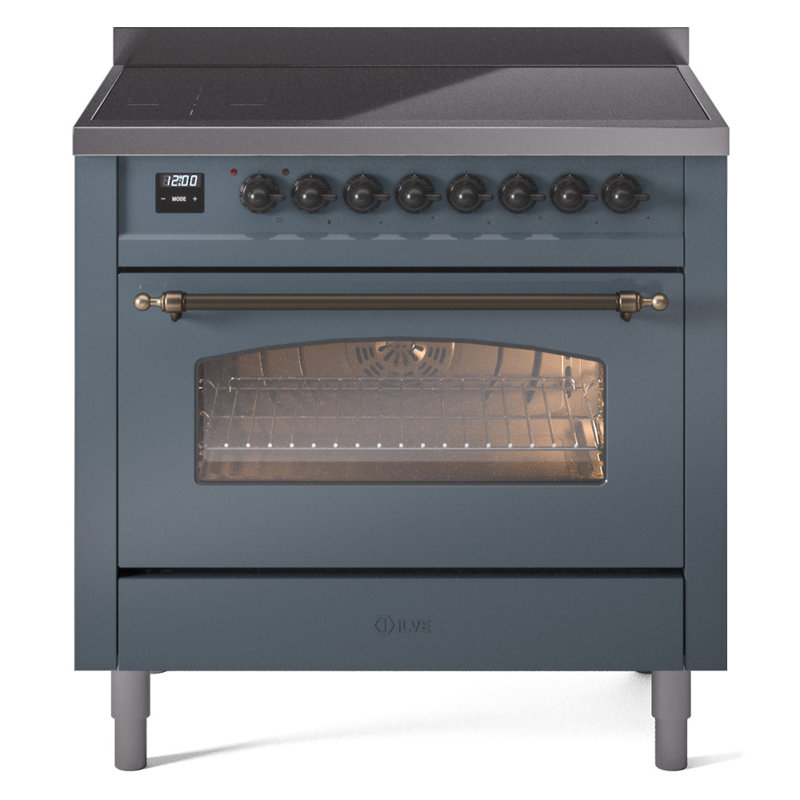ILVE Nostalgie II 36 in Induction Range, Blue Gray/Bronze