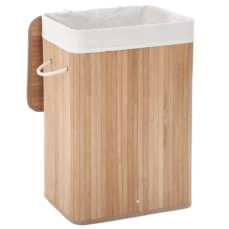 Bamboo Laundry Basket with Handles, Brown
