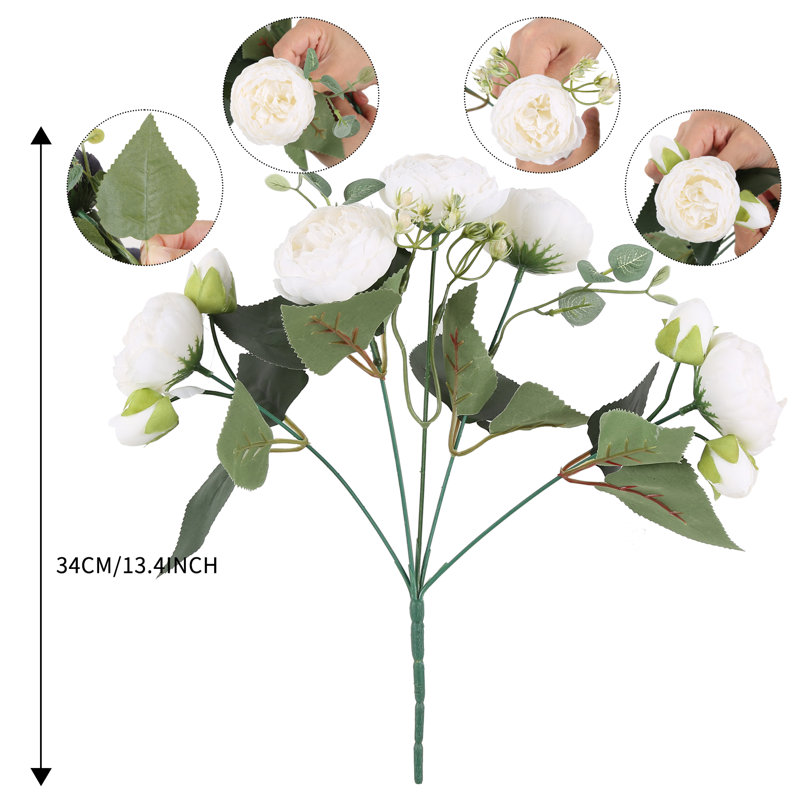 4 Bundles Peonies Artificial Flowers Silk Fake Flowers Bouquets For Home Wedding Decoration Table Centerpiece Party Bridal Floral Arrangements