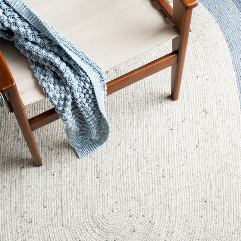 Tapis ivoire / en laine tissé à la main Nowlin, Ovale 4 pi x 6 pi