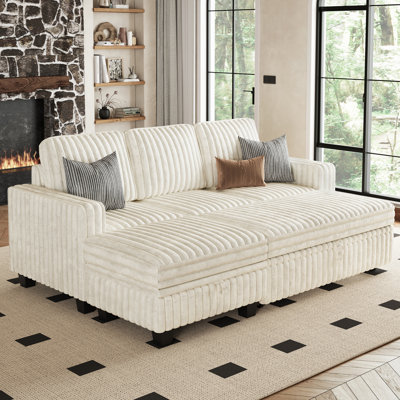 Compact Sofa With Storage Ottoman Soft Upholstery For Small Spaces