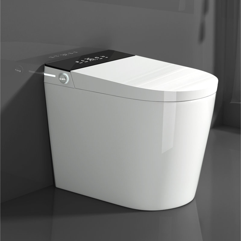 Toilette compacte pour bidet pour salle de bain - Ouverture / fermeture automatique, chasse d'eau, siège chauffant, unité de fonction intelligente ouverte / affleurante pour salle de bain à air chaud / sec, option