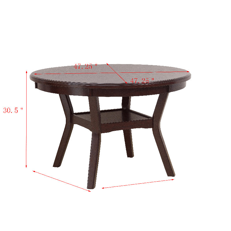 Rituraj 4-Person Wood Round Dining Table Set Kitchen & Dining Room Set, Ebony, Ebony