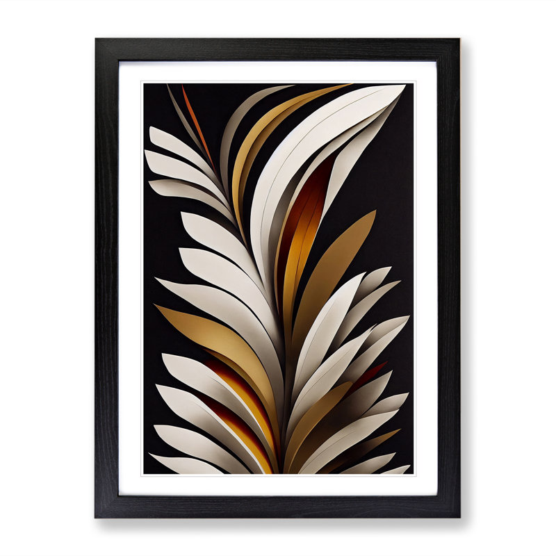 Elegant Feather - Single Picture Frame Print, Black, 64cm H x 46cm W x 2cm D