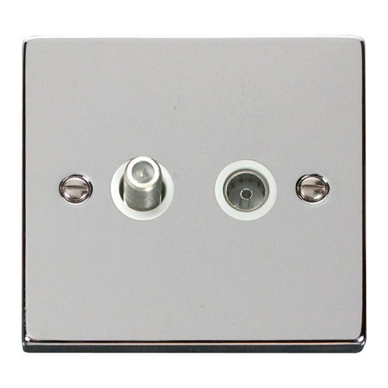 Polished Chrome Satellite & Coaxial Socket 1 Gang