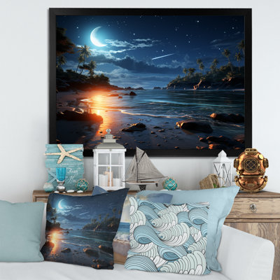 Mystic Tropical Beach Moonlight I - Beach Wall Art