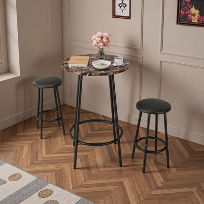3-Piece Bar Table Set With 2 Bar Stools–Modern Pub Table